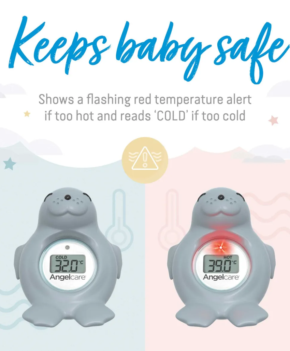 Angelcare Happy Seal Baby Bath & Room Thermometer - Grey