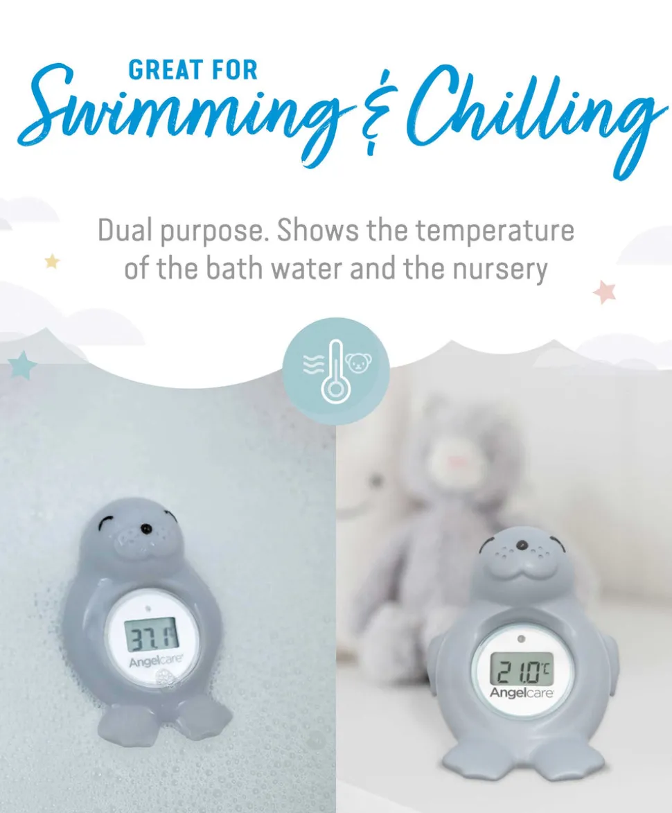 Angelcare Happy Seal Baby Bath & Room Thermometer - Grey
