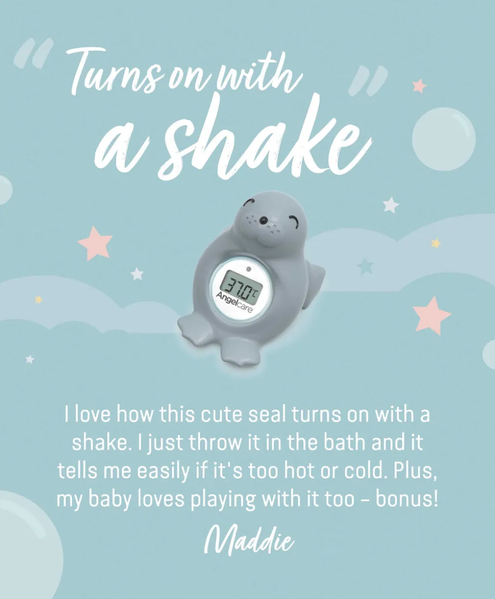 Angelcare Happy Seal Baby Bath & Room Thermometer - Grey