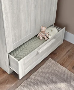 Atlas 2 Door Nursery Wardrobe with Storage Drawer - Nimbus White