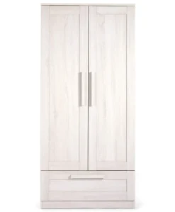 Atlas 3 Piece Convertible Cot Range with Dresser Changer & Wardrobe - White
