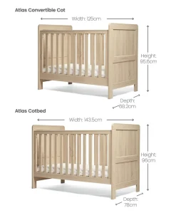 Atlas Convertible Cot - Light Oak