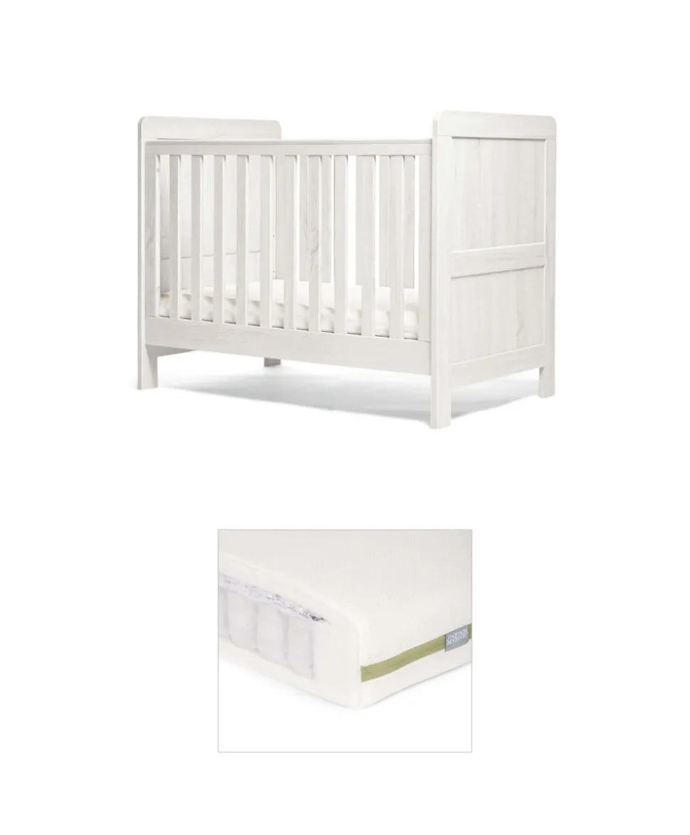 Atlas Convertible Cot Bundle with Premium Pocket Spring Cot Mattress - White