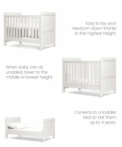 Atlas Convertible Cot Bundle with Essential Airflow Pocket Spring Cot Mattress - White