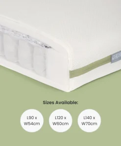 Atlas Convertible Cot Bundle with Premium Pocket Spring Cot Mattress - Oak