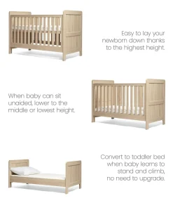Atlas Nursery Bundle with Lua Bedside Crib (6 Piece) – Light Oak