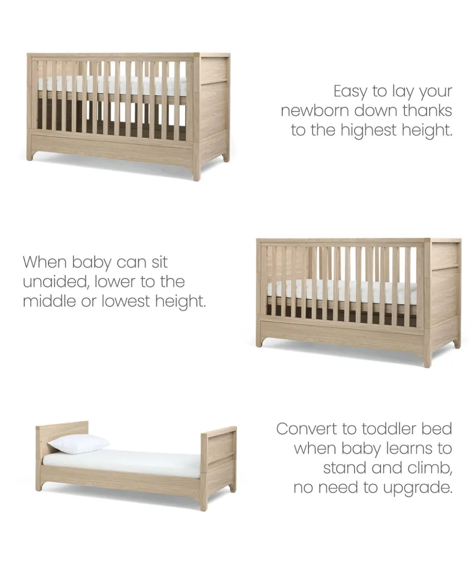 Barton Cotbed With Luxury Hybrid Twin Cotbed Mattress Bundle - Natural/Oak