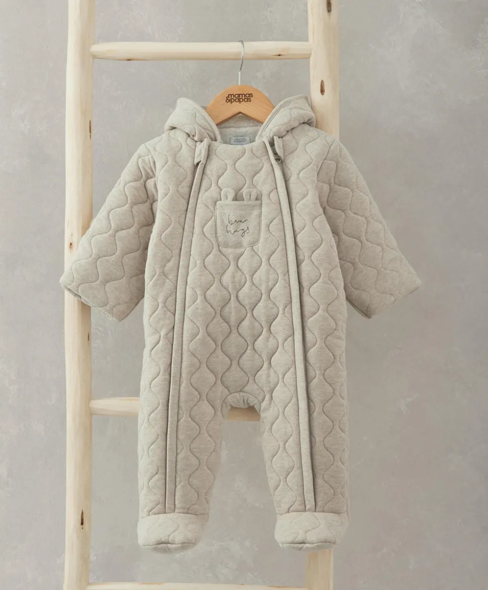 Bear Hugs Quilted Jersey Pramsuit - Sand