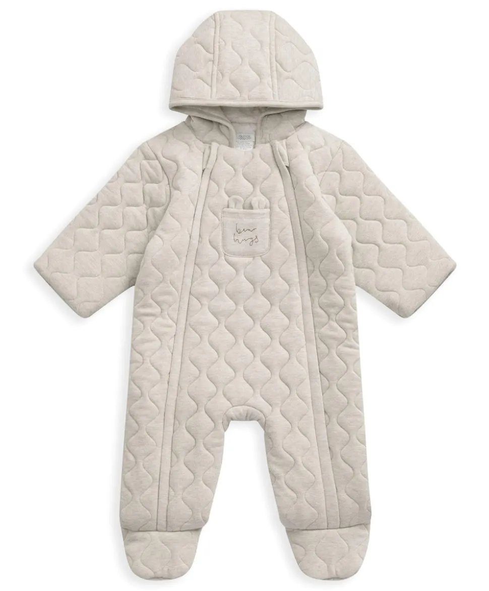 Bear Hugs Quilted Jersey Pramsuit - Sand
