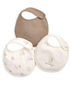 Bear Print & Embroidered Bibs (Pack of 3)