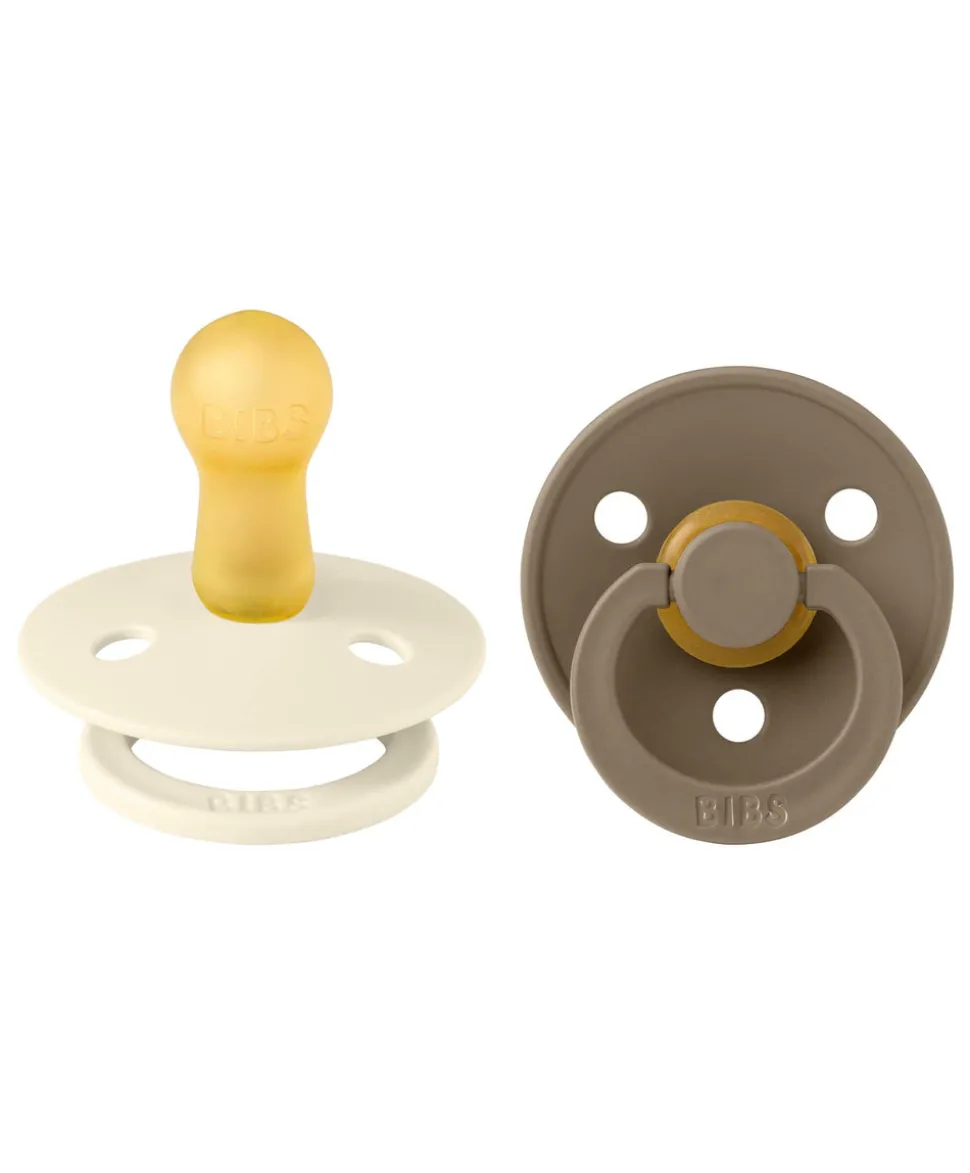 BIBS Colour Dummies 2 Pack Size 1 - Ivory/Dark Oak