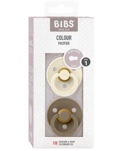 BIBS Colour Dummies 2 Pack Size 1 - Ivory/Dark Oak