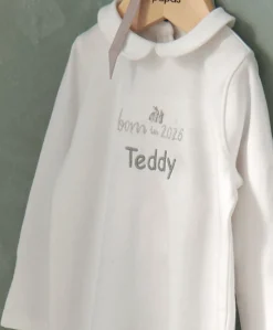 Born in 2026 Embroidered All In One – White