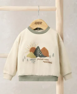 Boucle & Embroidered Sweatshirt - Cream