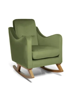 Bowdon Nursing Chair & Footstool Set - Olive Velvet