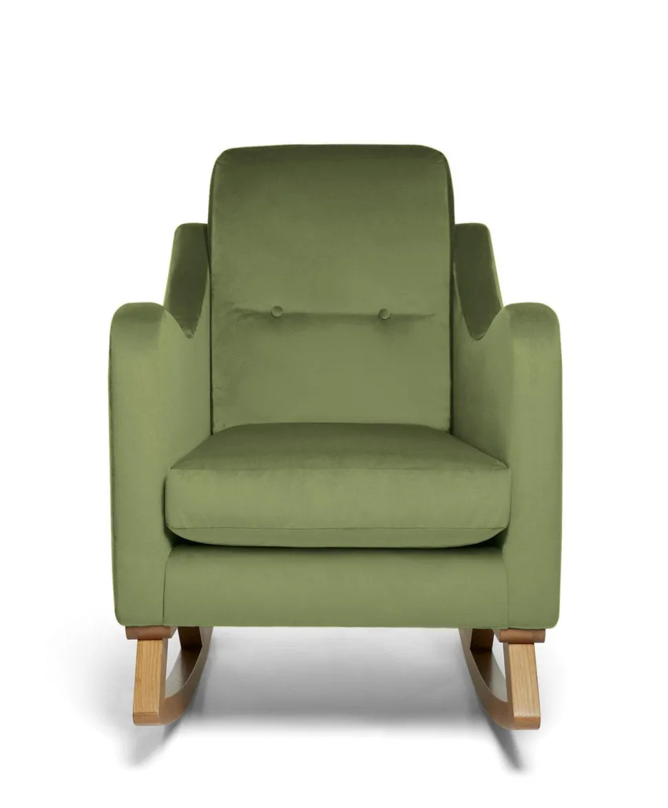 Bowdon Nursing Chair & Footstool Set - Olive Velvet