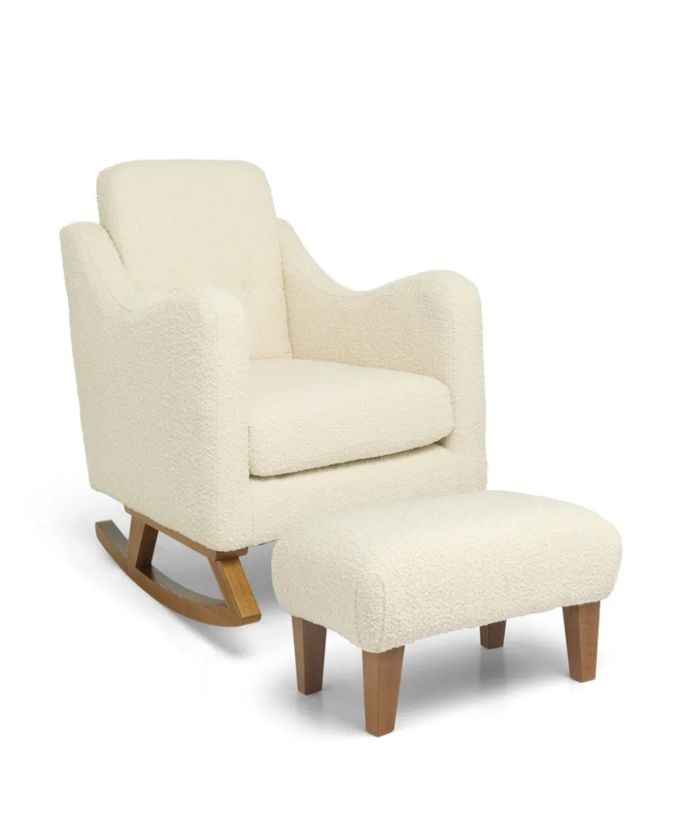 Bowdon Nursing Chair & Footstool Set - Oyster Chenille Boucle