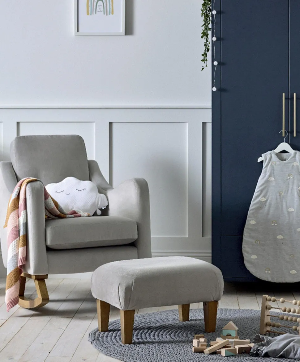 Bowdon Nursing Chair & Footstool Set - Grey Woven