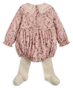 Bramble Print Romper & Tights Set (2 Pieces) - Pink