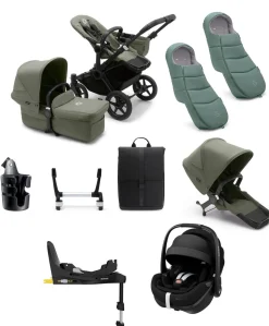 Bugaboo Donkey 5 Duo Pushchair Bundle with Maxi-Cosi Pebble 360 Pro² Car Seat & Base - Forest Green