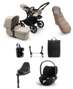 Bugaboo Donkey 5 Mono Complete Pushchair Ultimate Bundle with Cloud T Car Seat & Base - Taupe