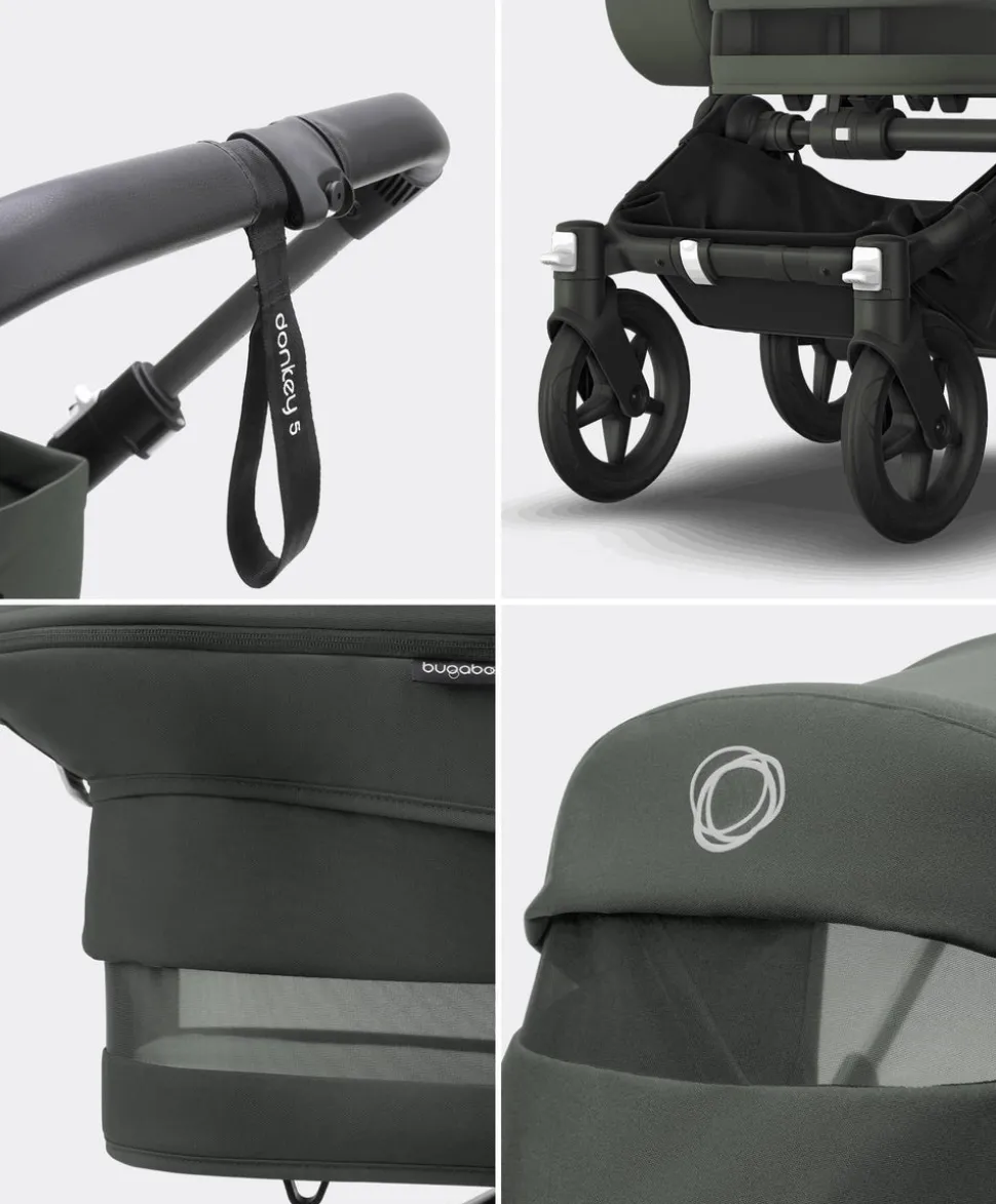 Bugaboo Donkey 5 Mono Complete Pushchair Essential Bundle - Forest Green