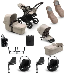 Bugaboo Donkey 5 Twin Pushchair Bundle with Cloud T Car Seat & Base - Taupe
