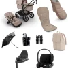 Bugaboo Fox 5 Renew Complete Pushchair Bundle with Cybex Cloud T Car Seat (8 Pieces) - Desert Taupe Melange