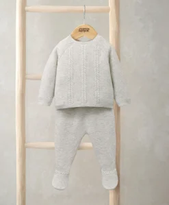 Cable Knit Top & Bottoms Set (2 Pieces) - Grey