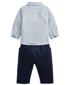 Check Shirt & Blue Cord Trousers Set (2 Pieces)
