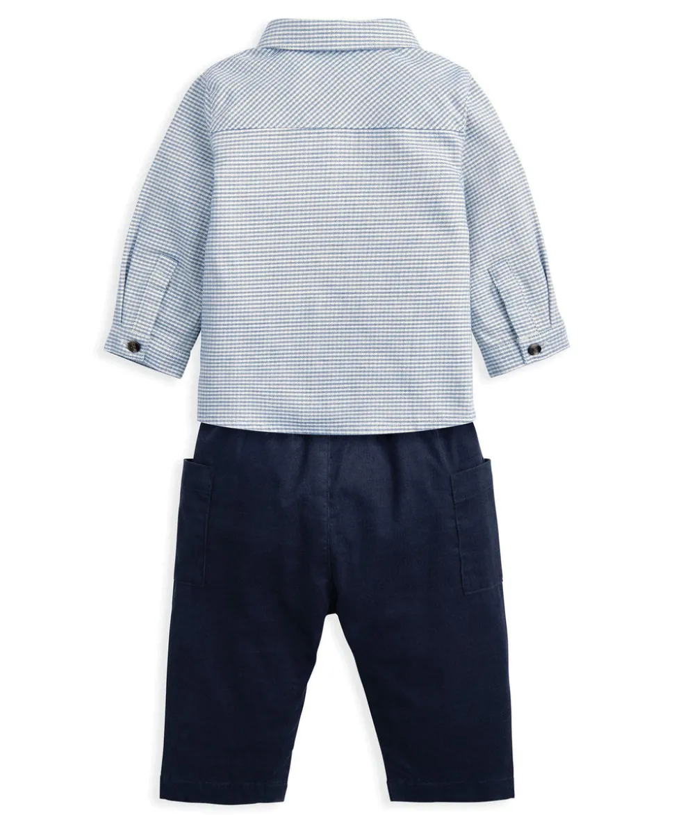 Check Shirt & Blue Cord Trousers Set (2 Pieces)