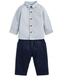 Check Shirt & Blue Cord Trousers Set (2 Pieces)