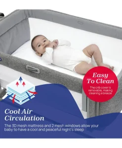 Chicco Next2Me Magic Evo Bedside Crib – Dark Grey