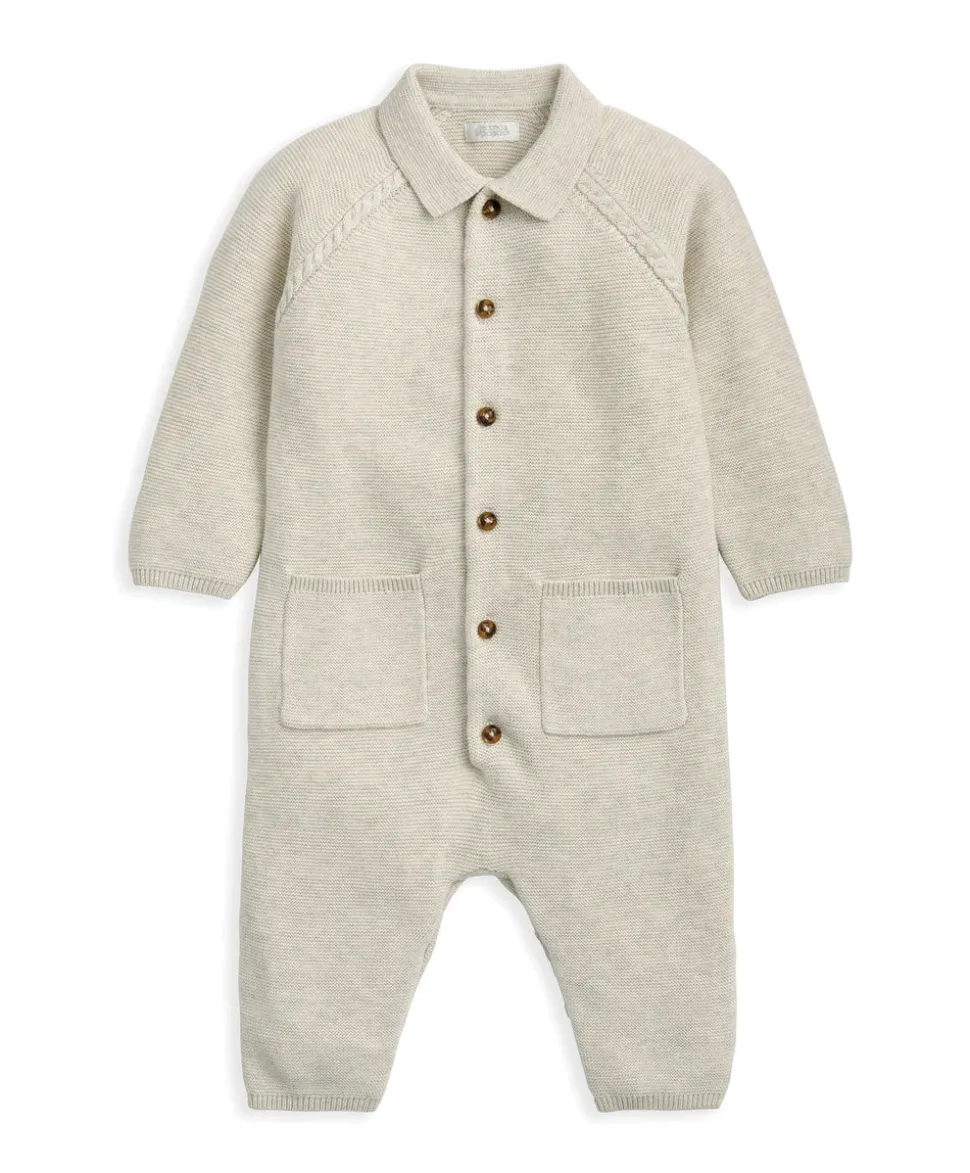 Collared Knit Romper - Oatmeal