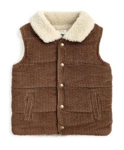 Cord Gilet with Borg Lining - Brown