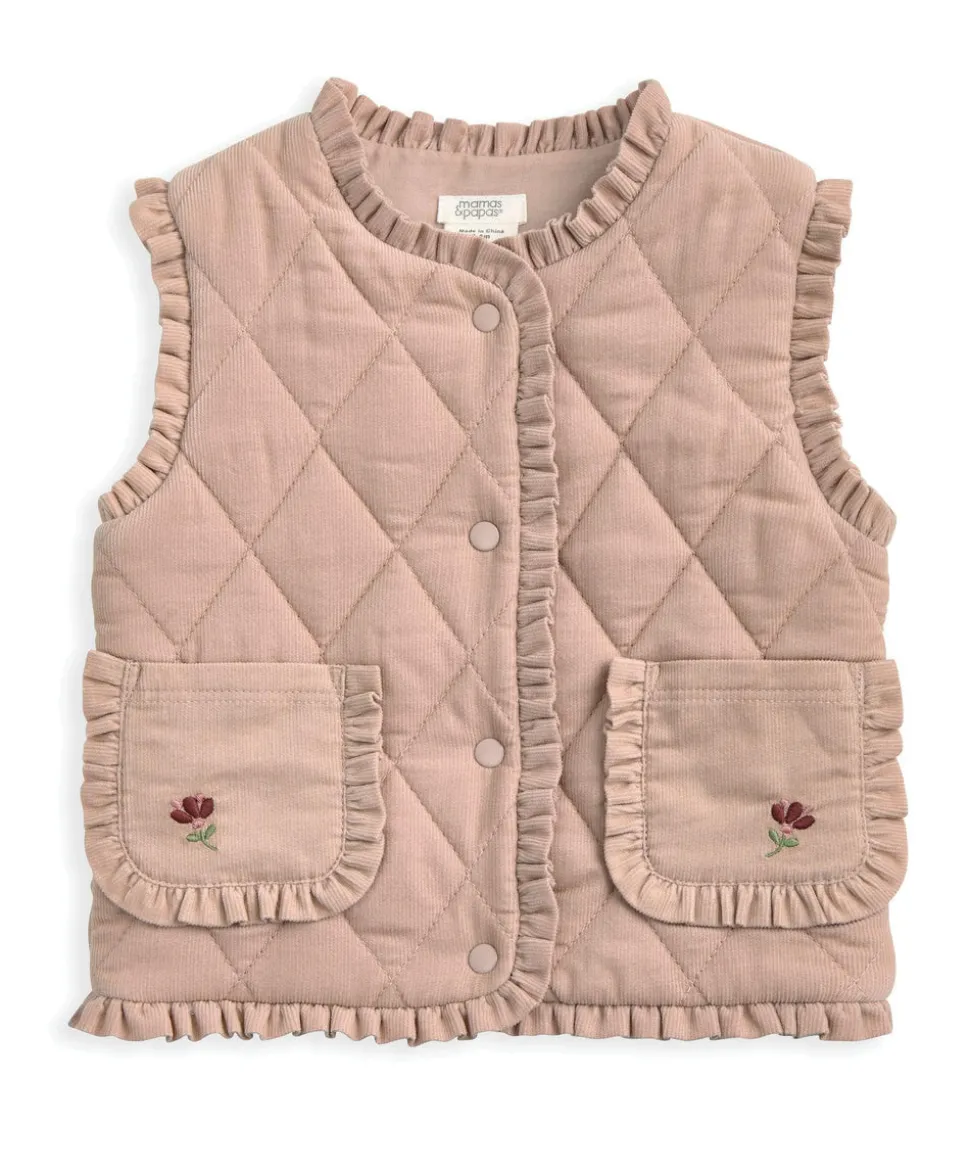 Cord Quilted Gilet – Pink