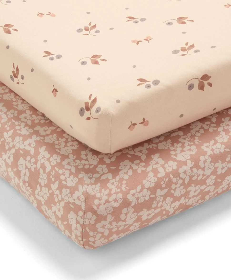 Cotbed Fitted Sheets (2 Pack) – Berry/Peony