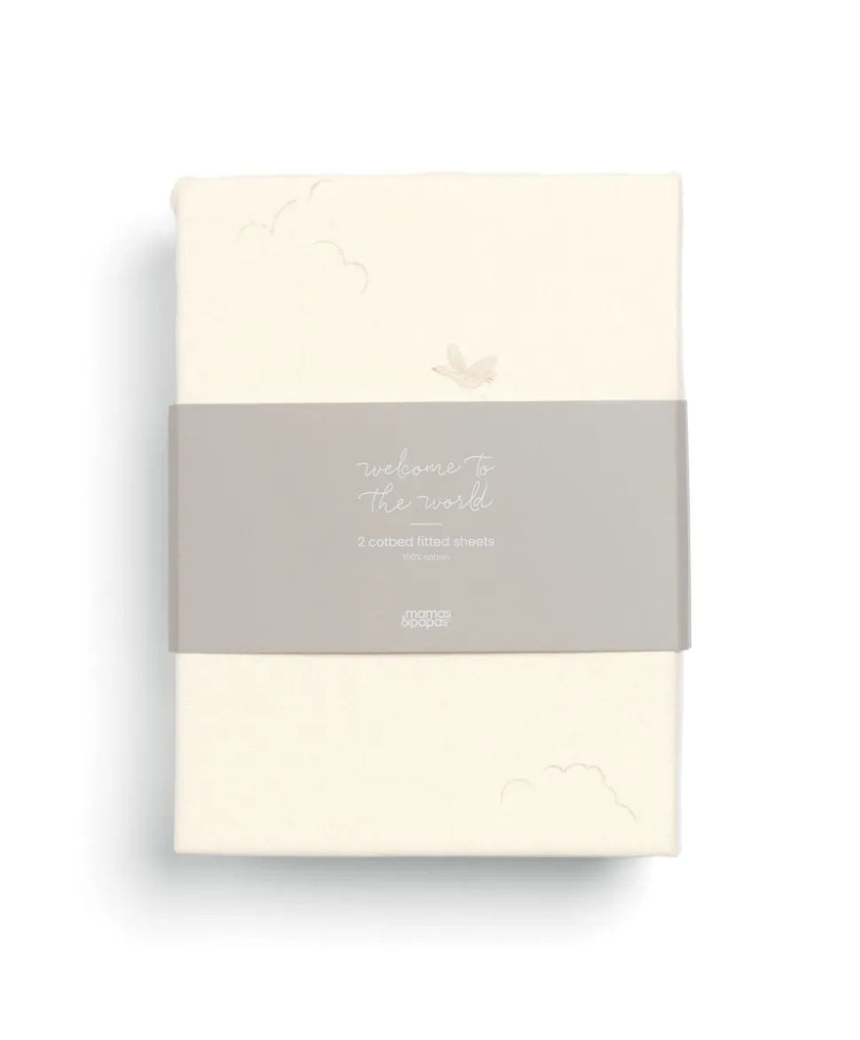 Cotbed Fitted Sheets (2 pack) Welcome to the World Duckling - Cream