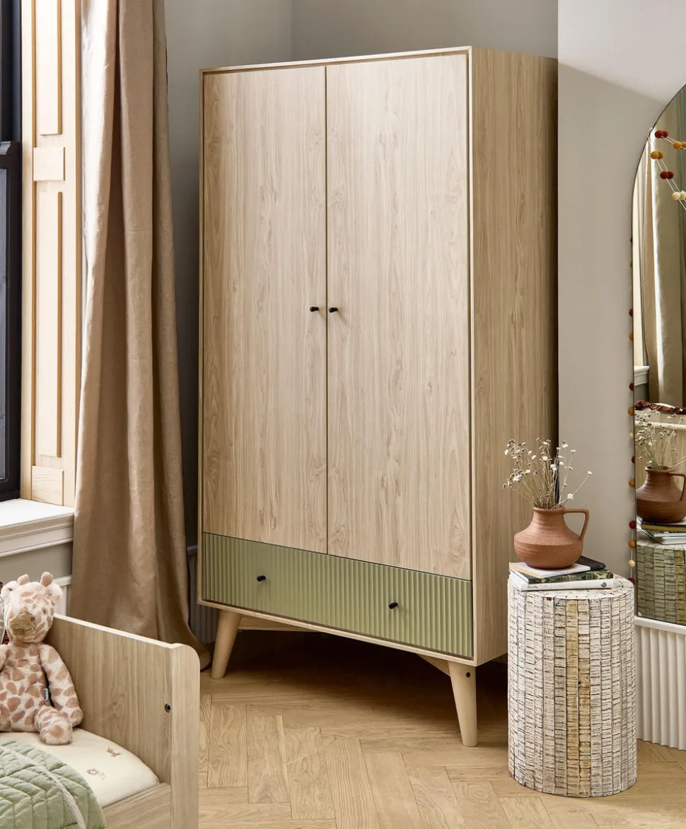 Coxley 3 Piece Cotbed Range with Dresser Changer & Wardrobe - Natural/Olive Green