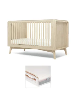 Coxley Cotbed & Luxury Hybrid Twin Mattress Bundle - Natural