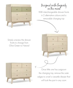Coxley Nusery Dresser Changer - Natural/Olive Green