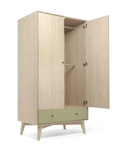 Coxley Wardrobe - Natural/ Olive Green
