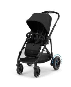 Cybex e-Gazelle S Electric Single to Double Pushchair Bundle with Cybex Cloud G i-Size Rotating Car Seat & Base (7 Pieces) - Black