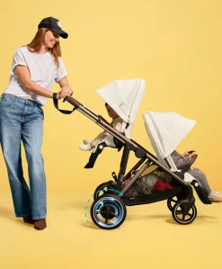 Cybex e-Gazelle S Electric Single to Double Pushchair Bundle with Cybex Cloud T i-Size Rotating Car Seat (7 Pieces) - Black