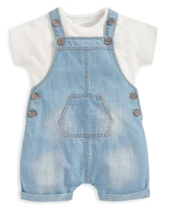 Denim Dungarees and White T Shirt - 2 Piece Set