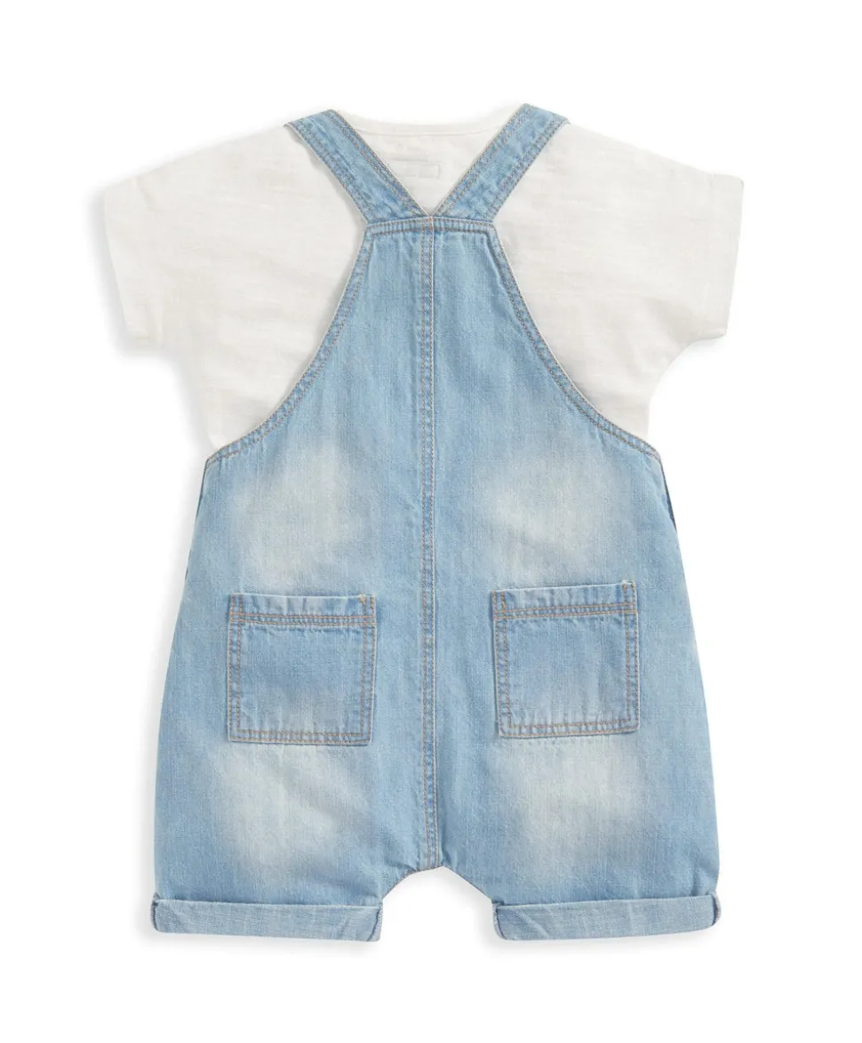Denim Dungarees and White T Shirt - 2 Piece Set