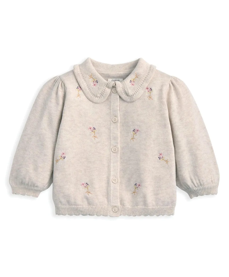 Embroidered Cardigan & Leggings Set with Scallop Detail (2 Pieces)