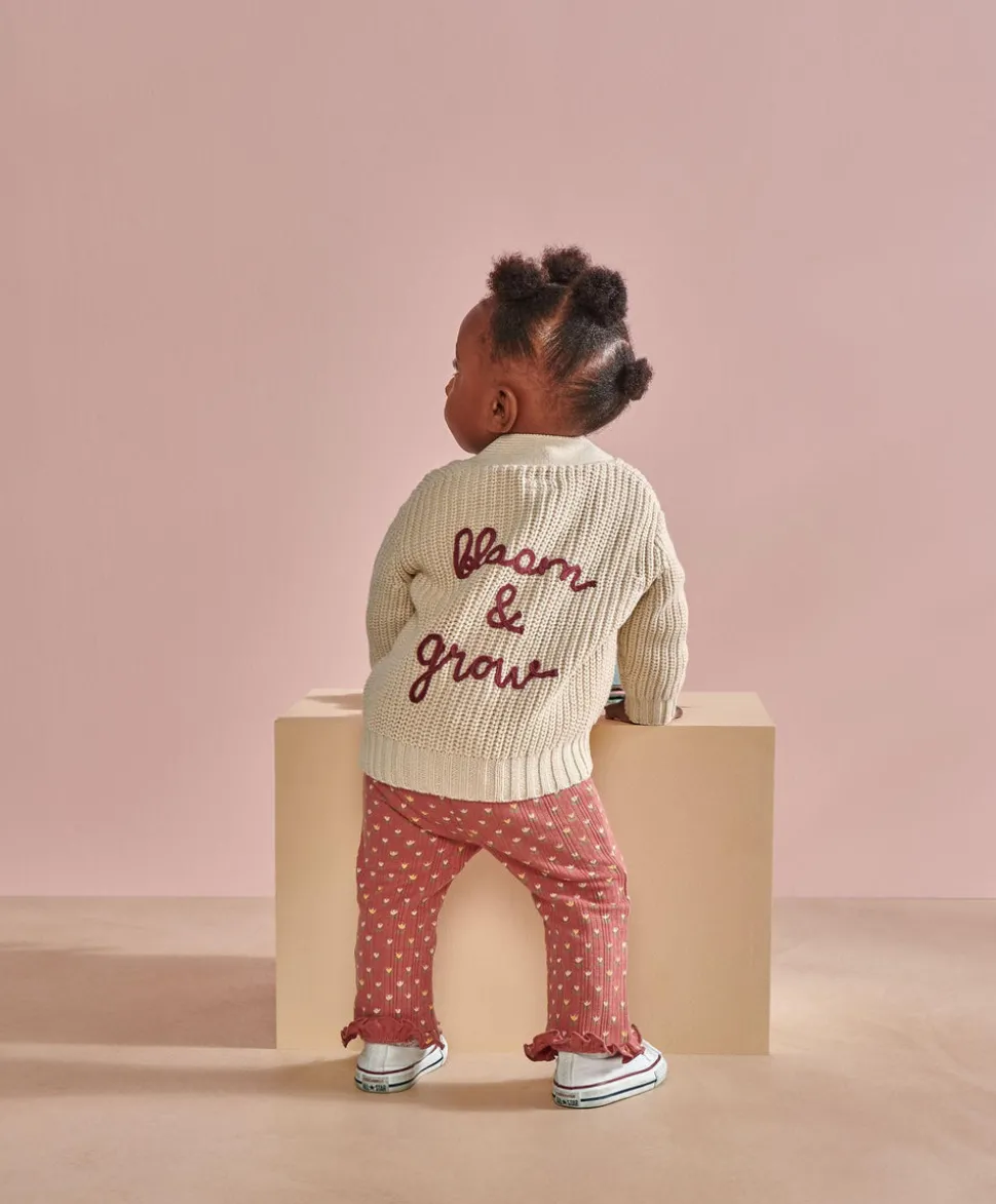 Embroidered Knitted Cardigan - Cream