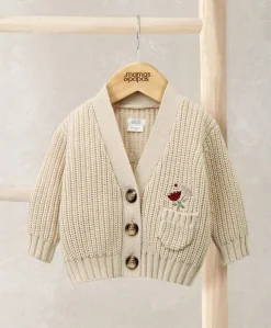 Embroidered Knitted Cardigan - Cream