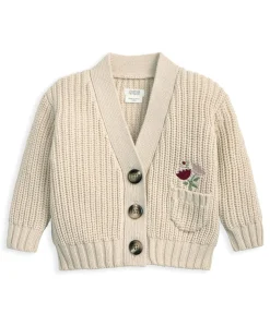 Embroidered Knitted Cardigan - Cream